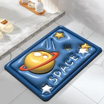 3D vizualinis grindų kilimėlis durų kilimėlis 3D grindų kilimėlis animacinis filmas planeta vonios kilimėlis sugeria vandenį ir greitai džiūsta