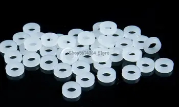 3mm x 8mm x 1mm plokščios izoliacinės plastikinės poveržlės Balta 1000 vnt