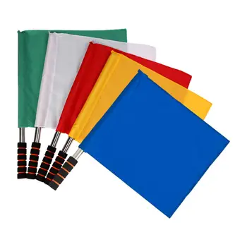 3Pcs Teisėjų vėliavos su rankenos rungtynių treniruočių vėliavėlėmis ledo ritulio futbolo regbiui