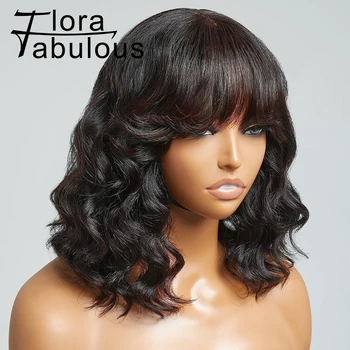 3X1 Kūno bangų nėrinių perukas su kirpčiukais moterims 180% tankis be klijų Brazilijos žmogaus plaukai palaidi bangų perukai su kirpčiukais natūrali juoda