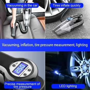 4 in 1 galingas automobilio dulkių siurblys rankinis dulkių siurblys su LED šviesa Galingas automobiliams Namų kompiuteris