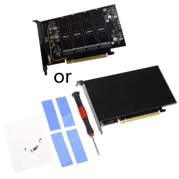 4 prievadas PCIE į išplėtimo kortelę PCIE X16 į M.2 NVME valdiklio SSD kortelė kompiuteriui