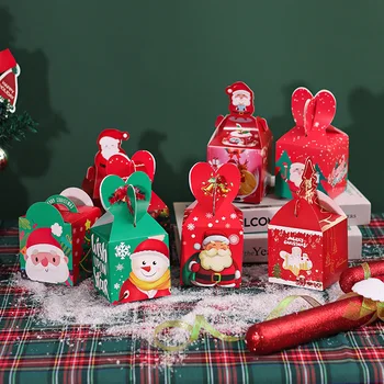 4Vnt 2024 Nauja kalėdinė obuolių dėžutė Kūčių vakarą nešiojama kalėdinių vaisių pakavimo dėžutė Kalėdinė dovanų dėžutė