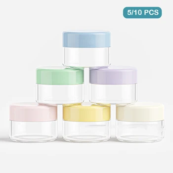 5/10PCS 5g Make Up Jar Cosmetic Sample Empty Container Small Completeable Bottles Plastic Round Lid Eyeshadow Cream Travel Pot
