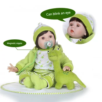 55Cm Simuliacija Baby Reborn Lėlių rinkinys Žaislai Medvilninis kūnas Mielas dinozauro kostiumas Mergaitė Žaisti Namų žaislai Vaikų dovana