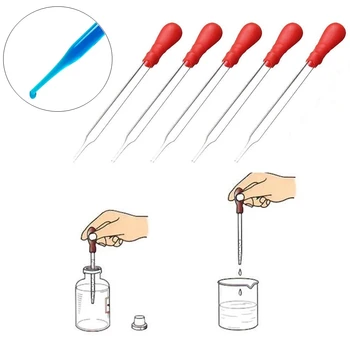5Pcs 10ml stiklo pipetės medicinos laboratorijos lašintuvas raudona guminė galvutė pipetė silikono plastikinė pipetė lašintuvas maitinimo vaistas skystis