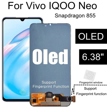 6.38 OLED Skirta VIVO IQOO ENO Snapdragon 855 / Y7S LCD ekranas Touch V1936A V1936T ekrano komplektas Pakaitinis priedas