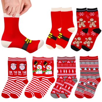 6 poros Kojinės Kalėdinės vyriškos ir moteriškos kojinės Supakuotos Mielas raštas Raštuotas Laisvalaikio kulkšnis Xmas Unisex Bulk Miss