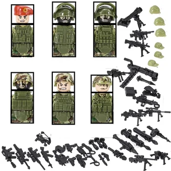 6PCS/lots Rusijos alfa šiuolaikinių specialiųjų pajėgų karys MOC SWAT kariniai ginklai Playmobil figūrėlės Statybinis blokas Kaladėlių mini žaislai