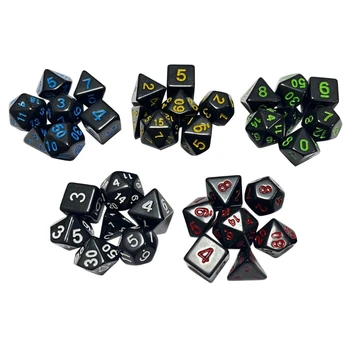 7pcs Die DND-Dice Polyhedral Set Black-D&D-Dice MTG-Role Playing Dices N58B