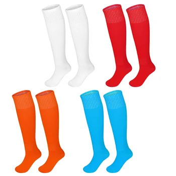 8 poros Mišrios spalvos Unisex Athletic Knee High futbolo kojinės Kvėpuojančios kompresinės Futbolo kojinės Vaikų jaunimo sportas