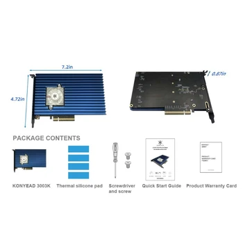 896F 64Gbps PCIe4.0 x16 į NVME programinės įrangos kortelę su 1 lizdu išsiplečia iki 4 lizdų M.2 2280 SSD adapterio kortelė