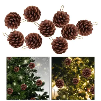 9x Kalėdiniai kankorėžiai Džiovinti kankorėžiai Mini Xmas pakabinamas ornamentas vidaus namų dekoro vakarėliui Palankiai vertina festivalio sodą