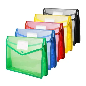 A4 Plastikinių piniginių saugojimo failų aplankas su užsegama sagtimi ir kišene A4 vandeniui atsparus skaidrus failų krepšys