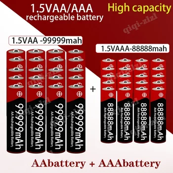 AA + AAA akumuliatorius Naujas prekės ženklas 1.5V AA Didelės talpos 99999mAh +1.5VAA88888mAh Šarminis laikrodis Žaislinis fotoaparatas Baterija Įkraunama baterija