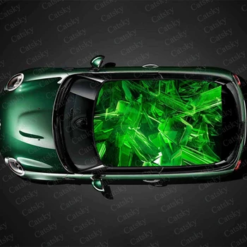 Abstract Green Nature Automobilio stogo lipduko dekoravimo plėvelė SUV Decal Hood Vinyl Decals Graphic Wrap Vehicle Protect Accessories Gift