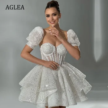 AGLEA vakarinės suknelės Oficiali proga Elegantiškas vakarėlis moterims Prom trumpo ilgio A-line Draped Tired Empire Sequin