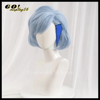 Aguero Agnes Khun Cosplay perukas Trumpas šviesiai mėlynas sintetinis plaukas Anime Suaugęs Kami no Tou Wig