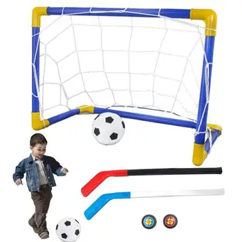 Air Floating Soccer Toy 2 In 1 Hockey Football Hockey Ball Pump Mini Soccer Goal Set Hover Soccer Hockey Balls For Kids Gift