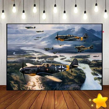 Aircraft Retro Biplane Aircraft War Veteran Background Baby Shower Vinyl Custom Birthday Background Background Photo Decoration Banner