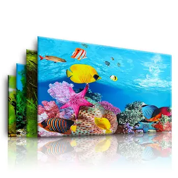 Akvariumo kraštovaizdžio plakatas Žuvų bakas 3D fono dažymo lipdukas Dvipusis vandenyno jūros augalai Fonas Akvariumo dekoravimas