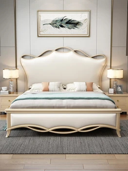 amerikietiška prabangi medžio masyvo lova 1,8m /1,5m dvigulė lova prancūziška lova tinklinis raudono kaspino minkšta lova pagrindinis miegamasis vestuvinė lova