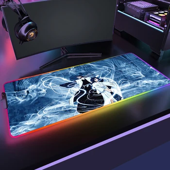 Anime B-BLEACH pelės kilimėlis RGB pelės kilimėlis su foniniu apšvietimu XL nešiojamojo kompiuterio stalo pagalvėlės stalo kilimėlis biuro kompiuteris žaidimų priedai LED pelės kilimėlis