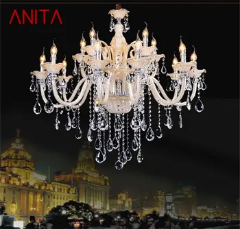 ANITA Europietiško stiliaus šviestuvai LED žvakių krištolo pakabinami žibintai Prabangūs dekoratyviniai šviestuvai namų viešbučio salei