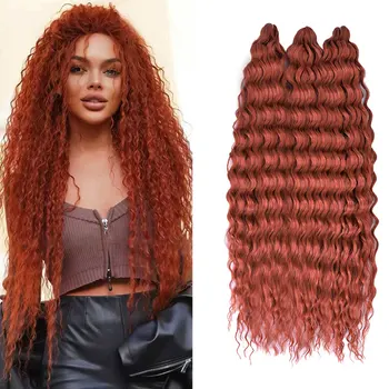 Ariel Curl Hair Water Wave Twist Nėrimo plaukai Sintetiniai pynė Plaukai Ombre Blonde Pink 22 colių gilios bangos pynimas Plaukų priauginimas