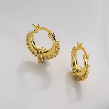 Asmenybės dizainas Aukso spalvos jaučio rago stambus lankelis auskarai moterims Madingi lygūs nerūdijančio plieno lašo kablio auskarai papuošalai