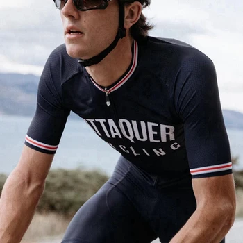 Attaquer All Day Tri-Stripe Jersey Black/Forest Bike Shirt Summer Outdoor Cycling Road Bike Short Sleeve 