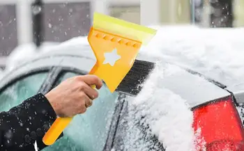 Automobilio daugiafunkcinis sniego kastuvas 12,4 colio automobilio sniego valymo kastuvas, šerkšno šalinimo įrankis 3 in 1 sniego valymo įrankis Atitirpinimo įrankiai