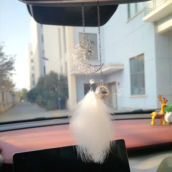 Automobilis Svajonių gaudytojas Plunksnų pakabukai Balta pūkuota plunksna Minkštas kabantis ornamentas Automatinis namų sienų pakabukas Dekoravimo dovanos Nauja
