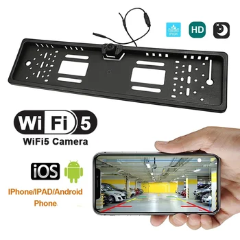 Automobilyje montuojama WIFI galinio vaizdo kamera Europietiškas pakabinamas priekinio vaizdo belaidis valstybinio numerio laikiklis, tinkamas IOS/Android