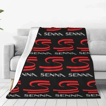 Ayrton Senna Logo Flanel Mesti antklodės antklodės namų biurui Lengva antklodė