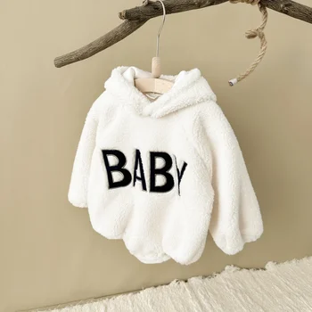 Baby Boy Drabužiai naujagimiai su gobtuvu Romperis Ruduo Žiema Mergaitės Plius vilnonis šiltas megztinis Viršus Kelnės Smėlinukas 0-2 metų