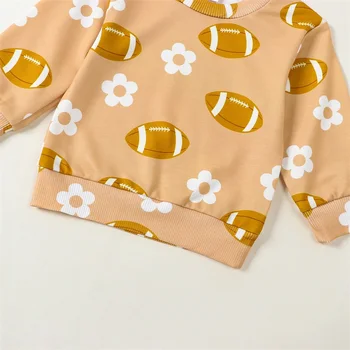 Baby Girls 2PCS Kelnių komplektai ilgomis rankovėmis Regbio atspaudas Marškinių sutraukiamų kelnių komplektai