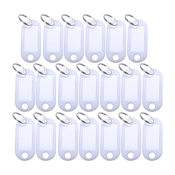 baltas nešiojamas plastikinis raktų pakabukas, raktų pakabuko ID etiketės 20 vnt.
