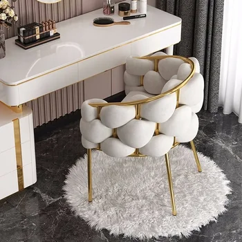 Baltos išplėstinės atlošiamos kėdės Kava Sofa Svetainė Prabangi kėdė Individuali Šiaurės šalių auksinė kojinė Salono namų dekoravimas