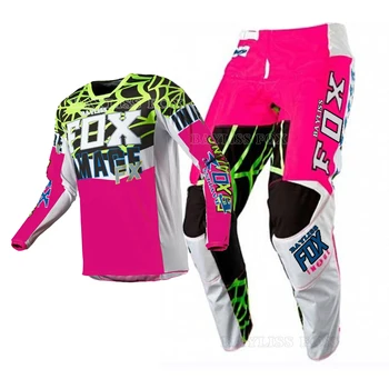 Bayliss FOX MTB Racing BMX MX Džersio kelnės MX Combo Pavarų komplektas Apranga Enduro kostiumas Kalnų dviračių dviračių rinkiniai Moteriška Rožinė Žalia