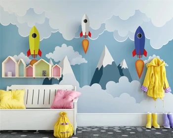 beibehang Individualūs sieniniai popieriai namų dekoras modernus klasikinis rankomis dažytas raketos kosminės visatos fonas vaikams