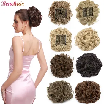BENEHAIRSynthetic LARGE Comb Clip In Hair Extension Curly Chignon Hair Pieces Women Updo Cover Hairpiece Ponytails Hair Bun