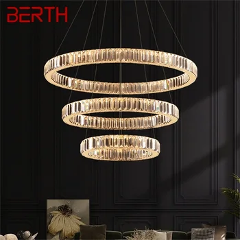 BERTH Modern Pakabinama lempa Auksiniai krištolo apvalūs žiedai LED šviestuvai Šviestuvas Svetainės miegamajame