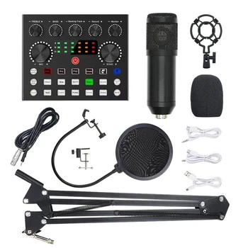 BM800 mikrofonų rinkiniai su tiesioginio garso plokšte, pakabos žirkline ranka, smūgio laikikliu ir -filtru studijiniam įrašymui