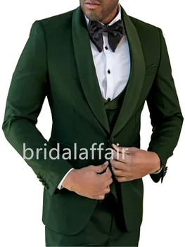Bridalaffair 2023 Vyriškas kostiumas Terno Masculino Slim Fit Blazers Jaunikio kostiumai vyrams Mada( Švarkas + Liemenė + Kelnės )