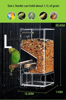 Cage Parrot Automatic Hangable Anti-sprinkle Pet Acrylic Feeder Bird Feeding Food Containers Clear