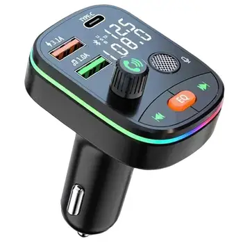 Car Bluetooths 5.0 FM siųstuvas QC 3.0 stipresnis mikrofonas HiFi žemųjų dažnių garsas Radijo muzikos adapteris Įkroviklis QC3.0 ir Smart Dual