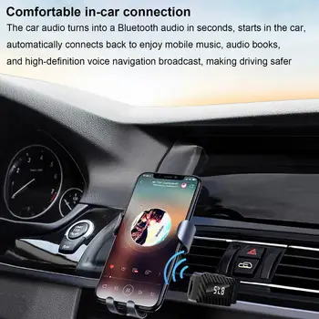 Car Bluetooths 5.3 Imtuvas FM siųstuvas AUXs garso adapteris Belaidis Bluetooths imtuvas USB sąsaja Automobiliniai priedai