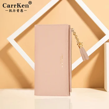CarrKen Nauja moteriška ilga piniginė 2023 korėjietiška versija Kutas užtrauktuku piniginė Studento kryžminio modelio sagtis Multi Card Zero Piniginė