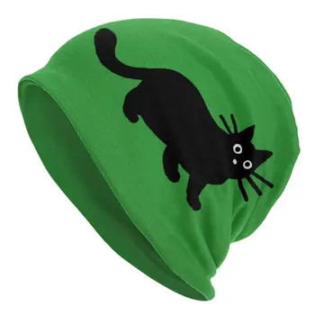 Cartoon Black Cat Bonnet Kepurė Megztos kepurės Vyrai Moterys Fashion Unisex Winter Warm Skullies Beanies Caps